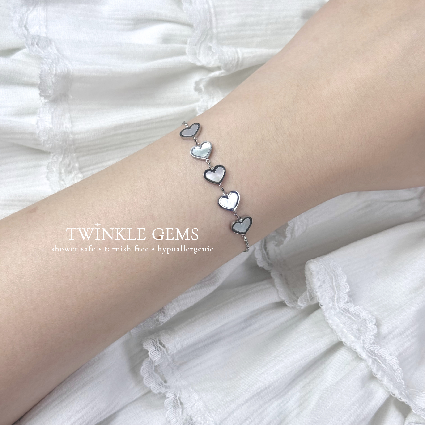 Cherie Hearts Mother of Pearl Bracelet