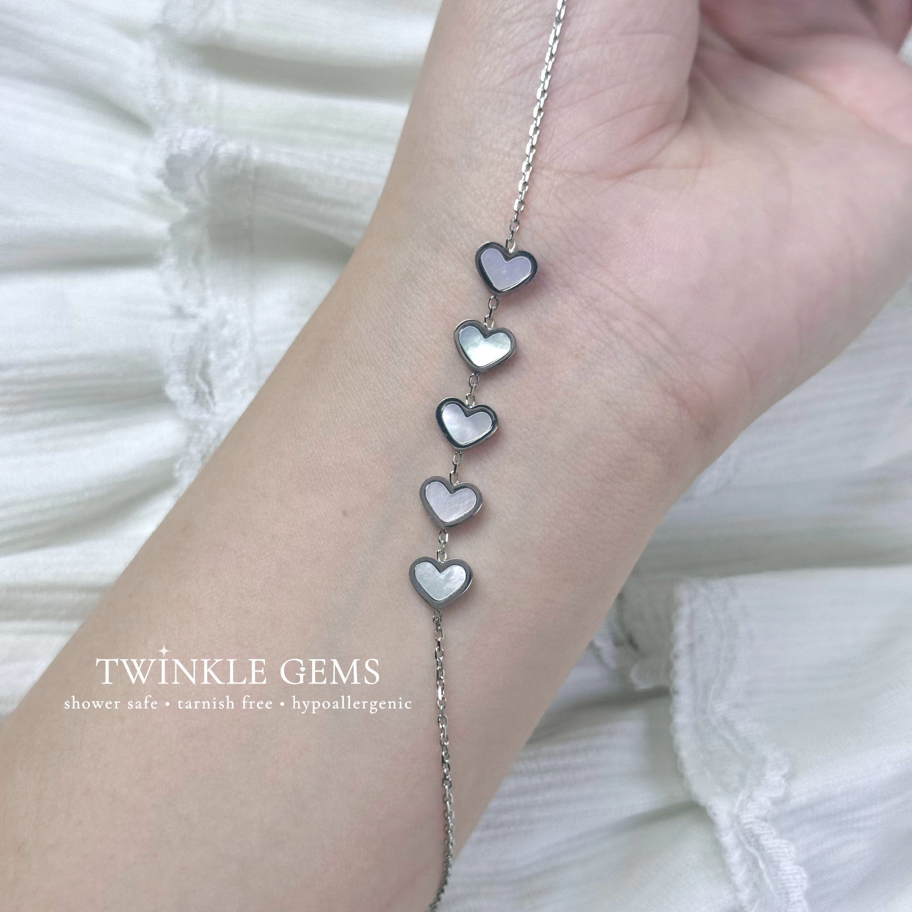 Cherie Hearts Mother of Pearl Bracelet