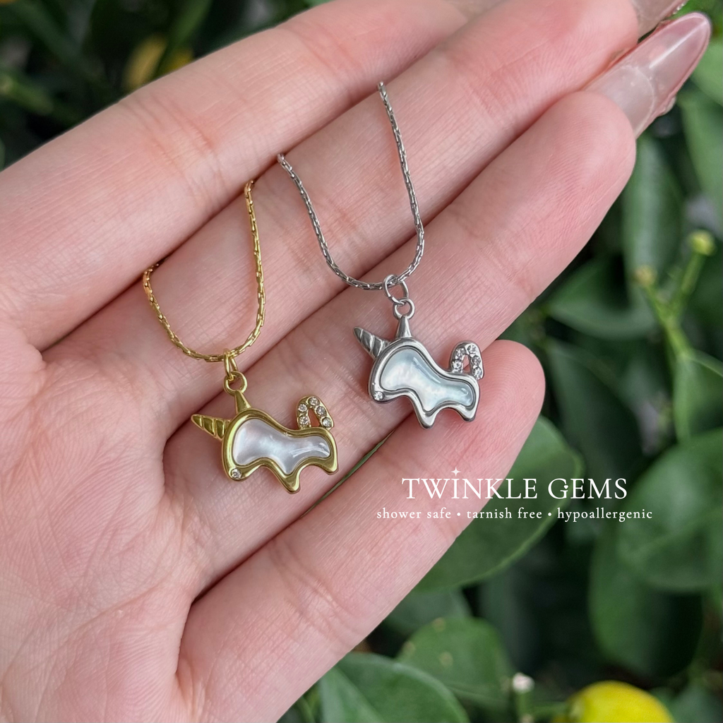 Starlight Guardian White Conch Unicorn Necklace