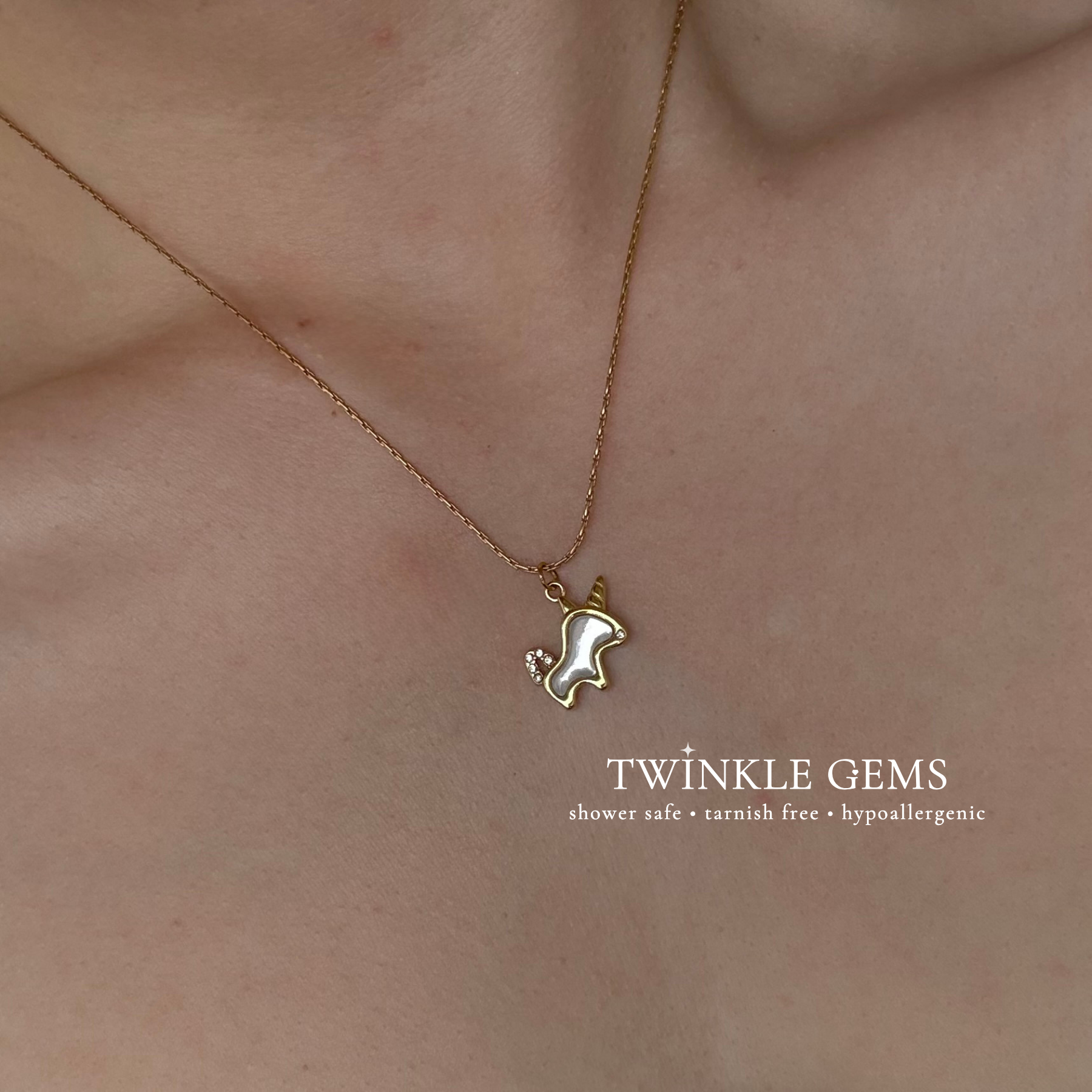 Starlight Guardian White Conch Unicorn Necklace