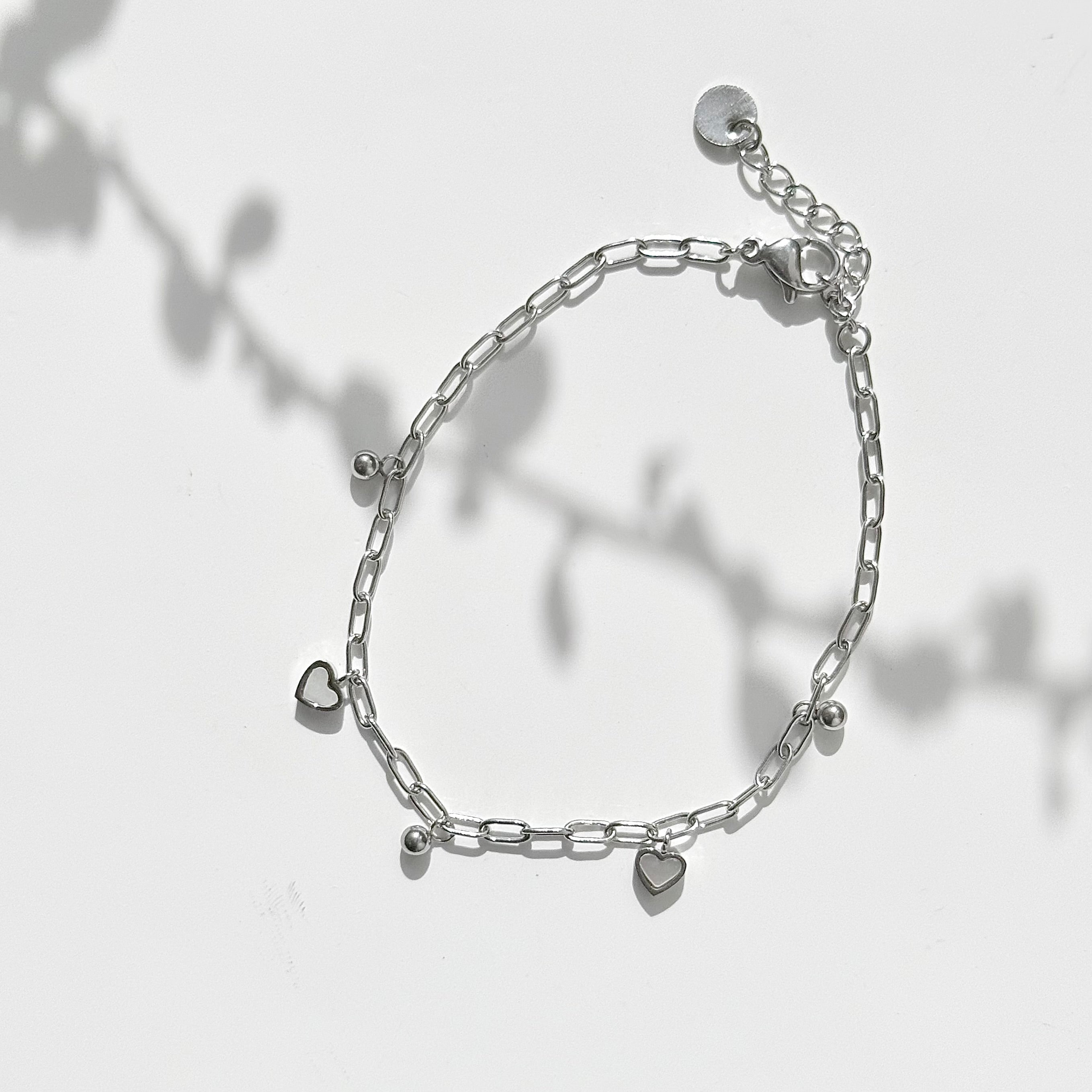 Mini Heart Link Mother of Pearl Bracelet