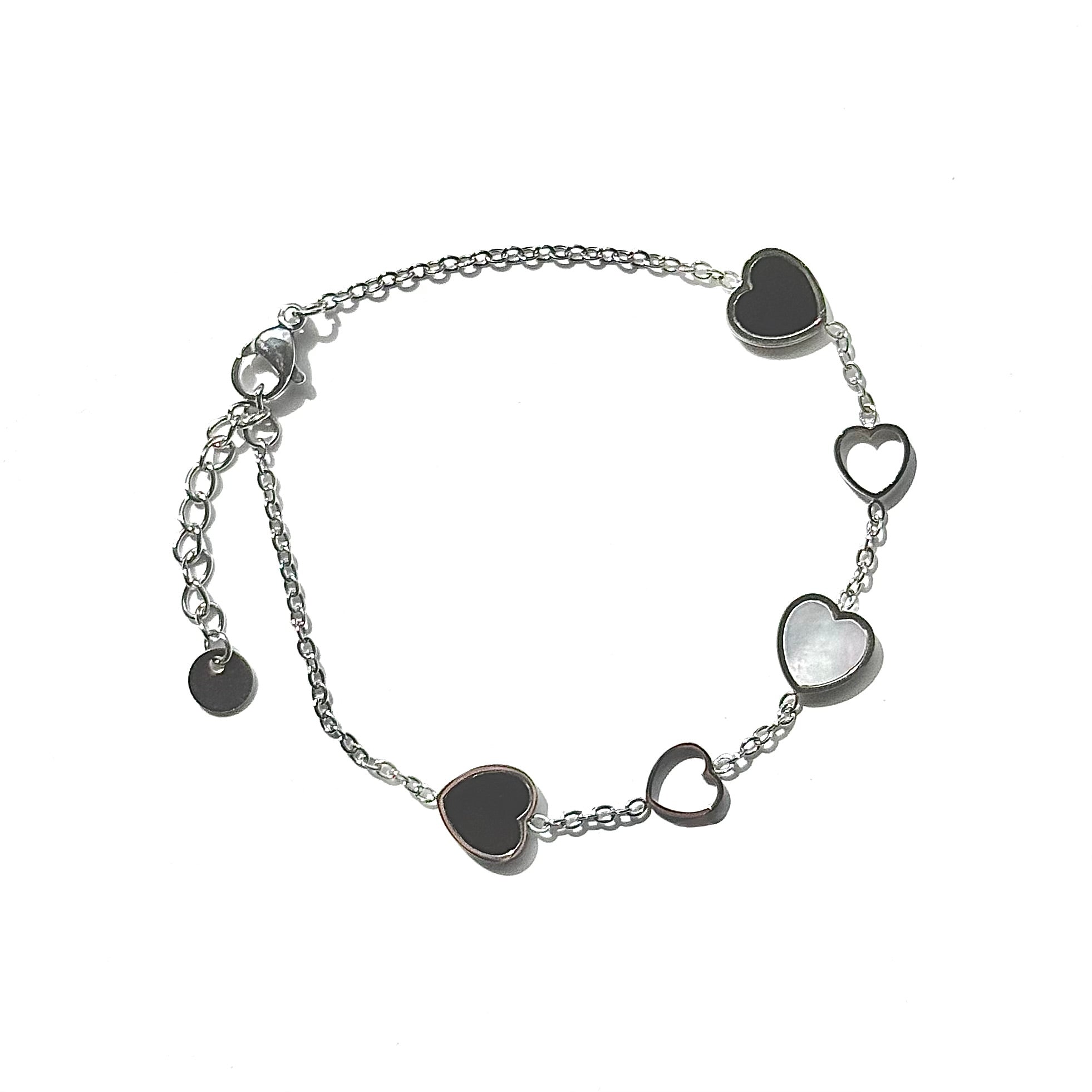Yin Yang Mother of Pearl Heart Bracelet