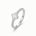 Lucky Glow Clover White Conch Ring