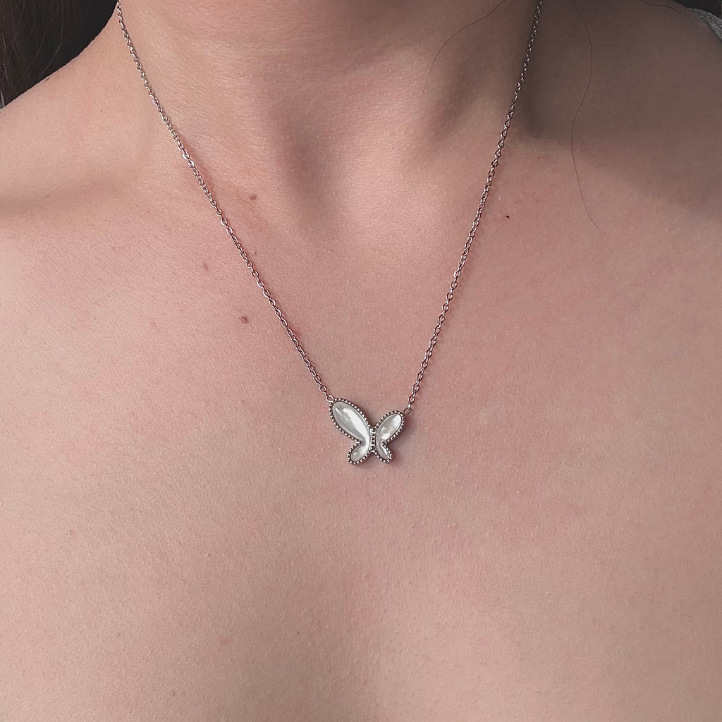 Elsa Butterfly in White Conch Necklace