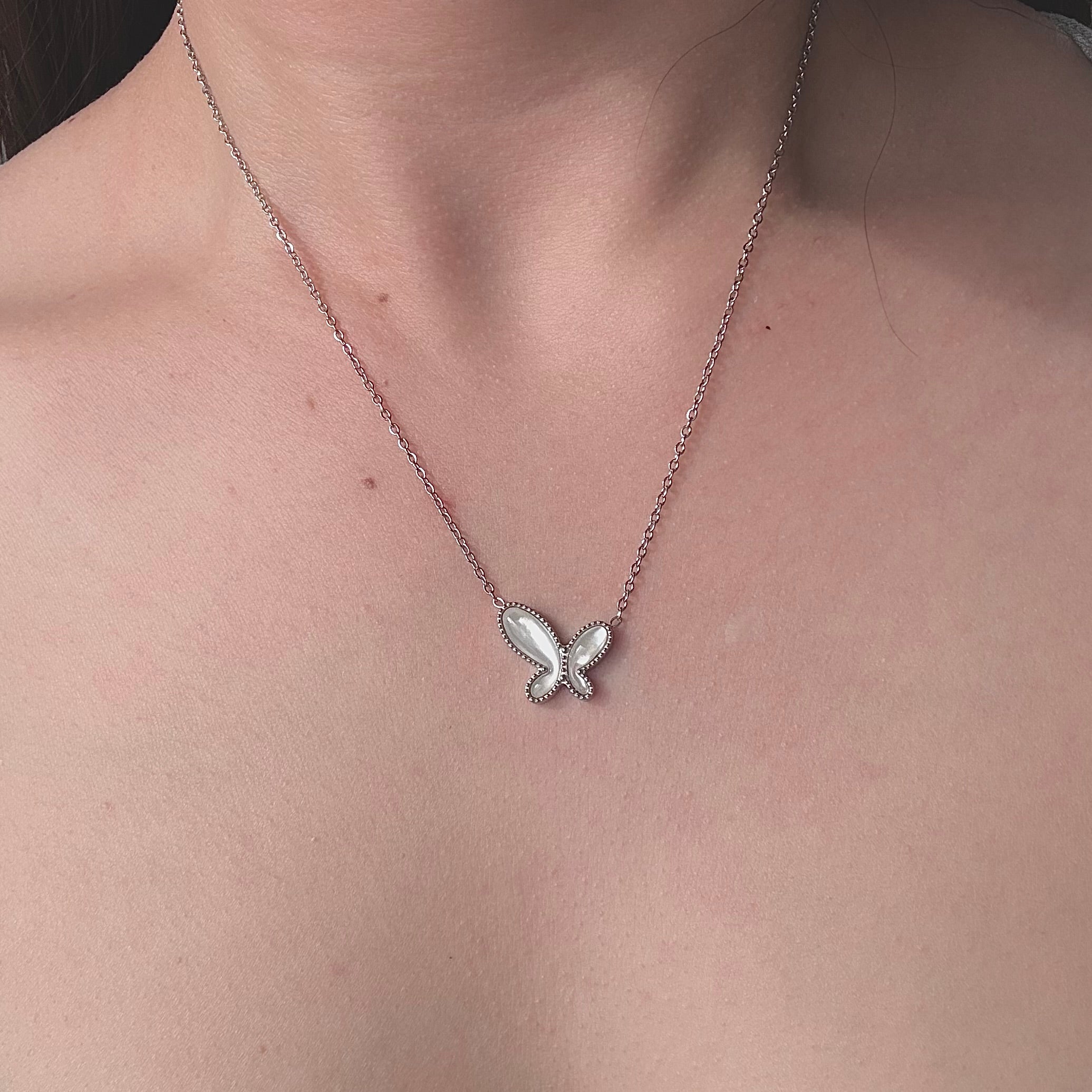 Elsa Butterfly in White Conch Necklace