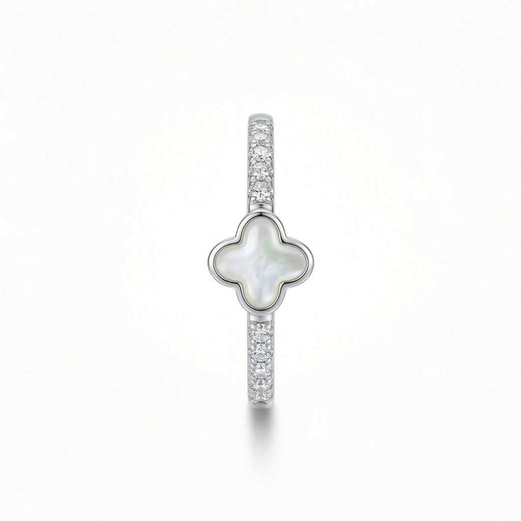 Lucky Glow Clover White Conch Ring