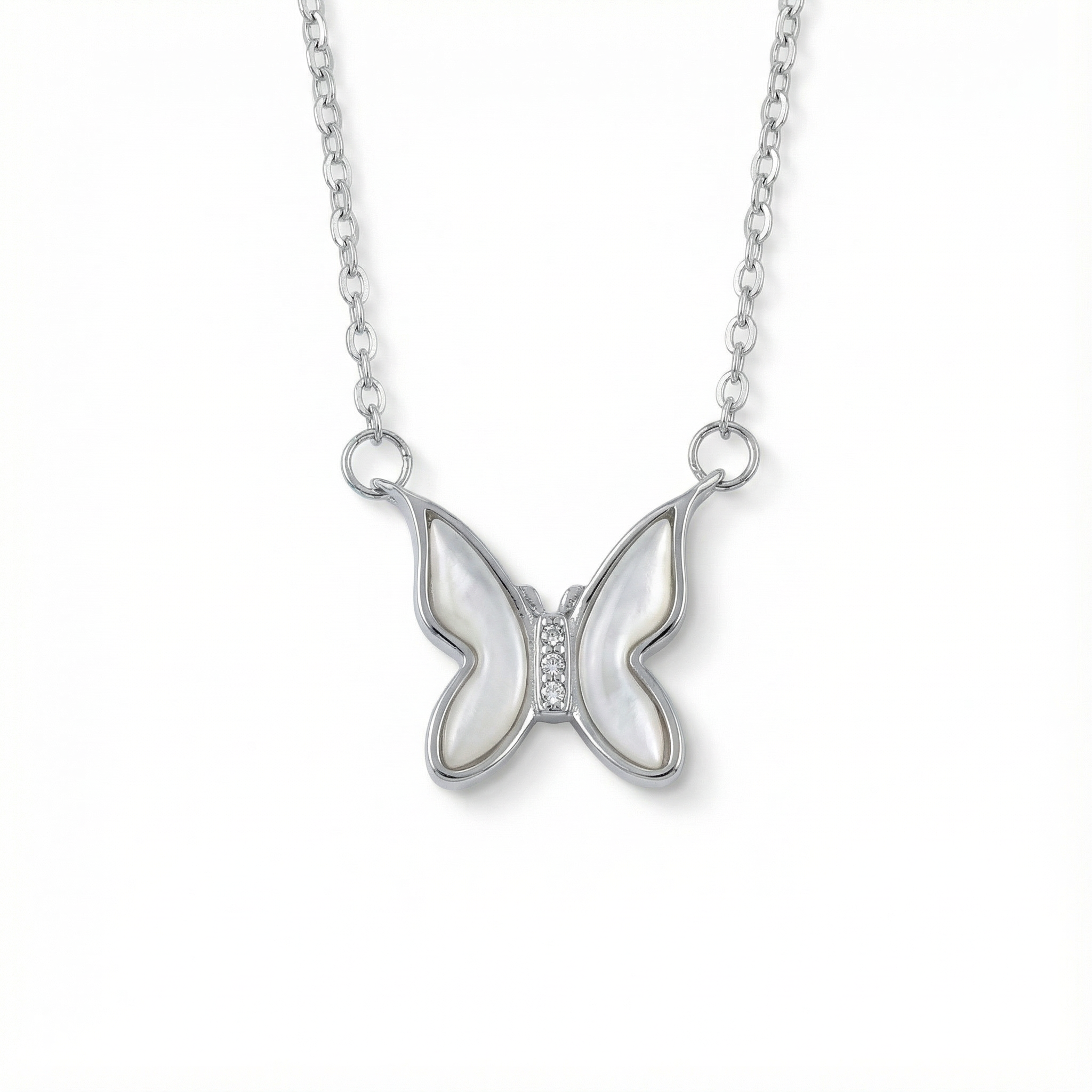 Moonlit Butterfly White Conch Necklace