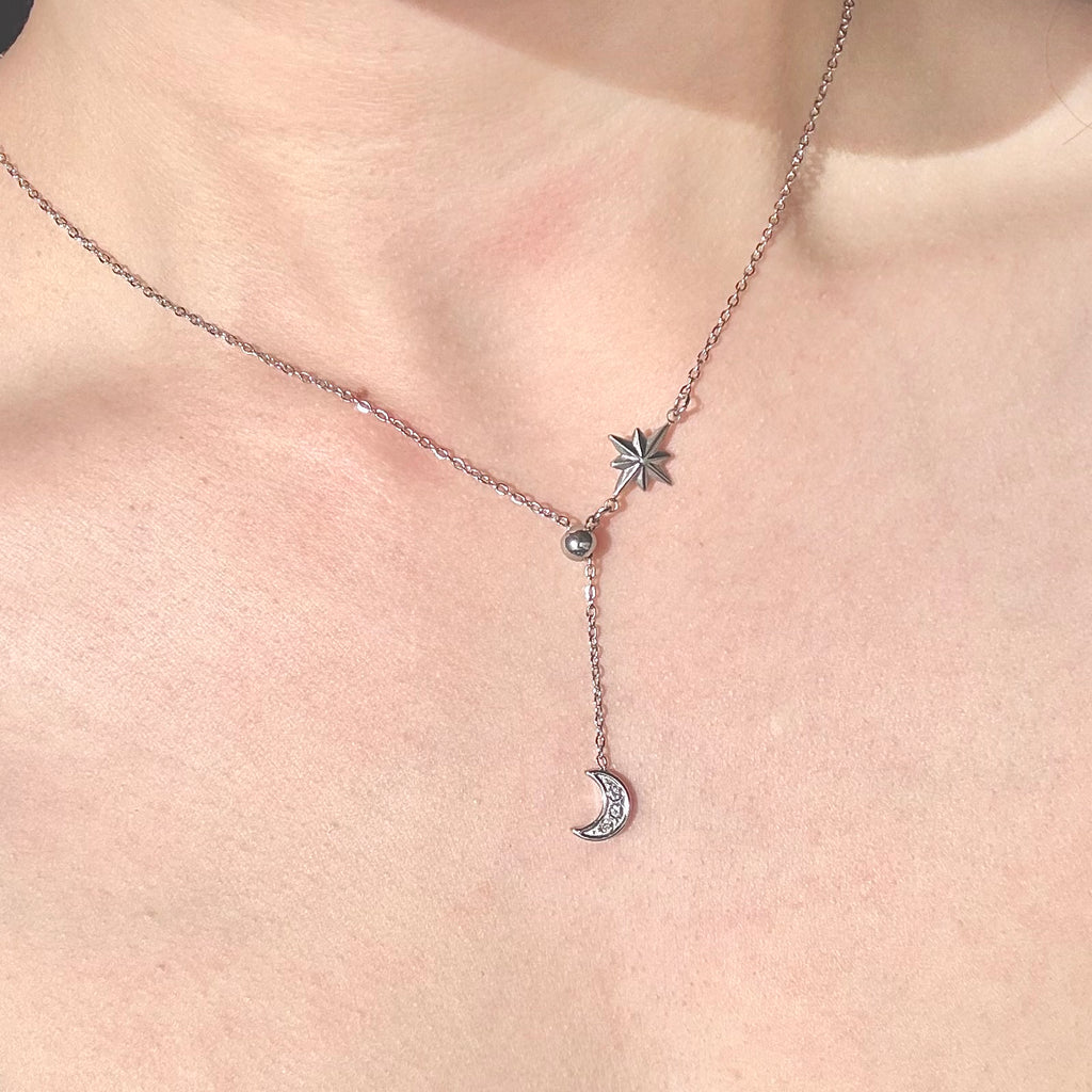 Eclipse Star & Moon Y Chain Necklace